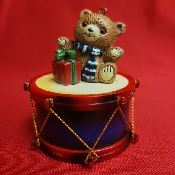 Vintage Christmas Ornaments Hard Plastic Santa Boy and Drummer Teddy Bear - Picture 12 of 12